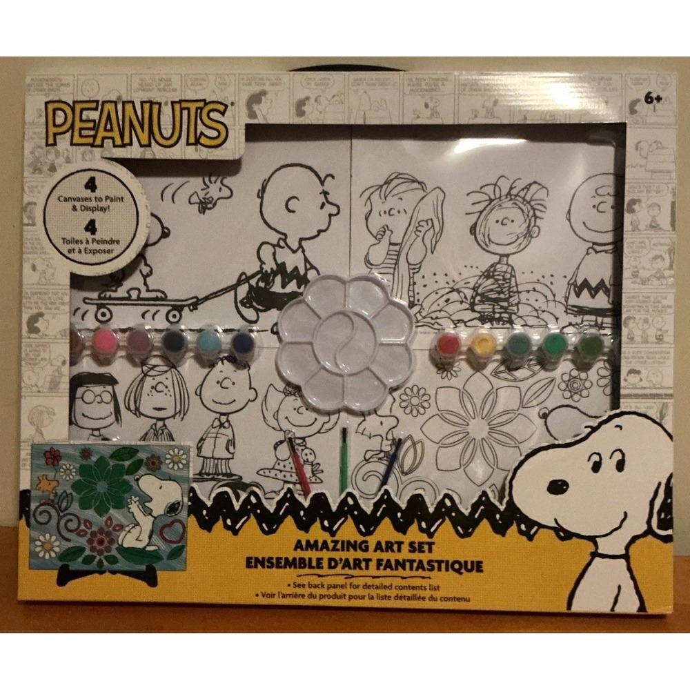 Peanuts Amazing Art Set For‎ Kids, 4 Canvases To Paint, New In Sealed In Box